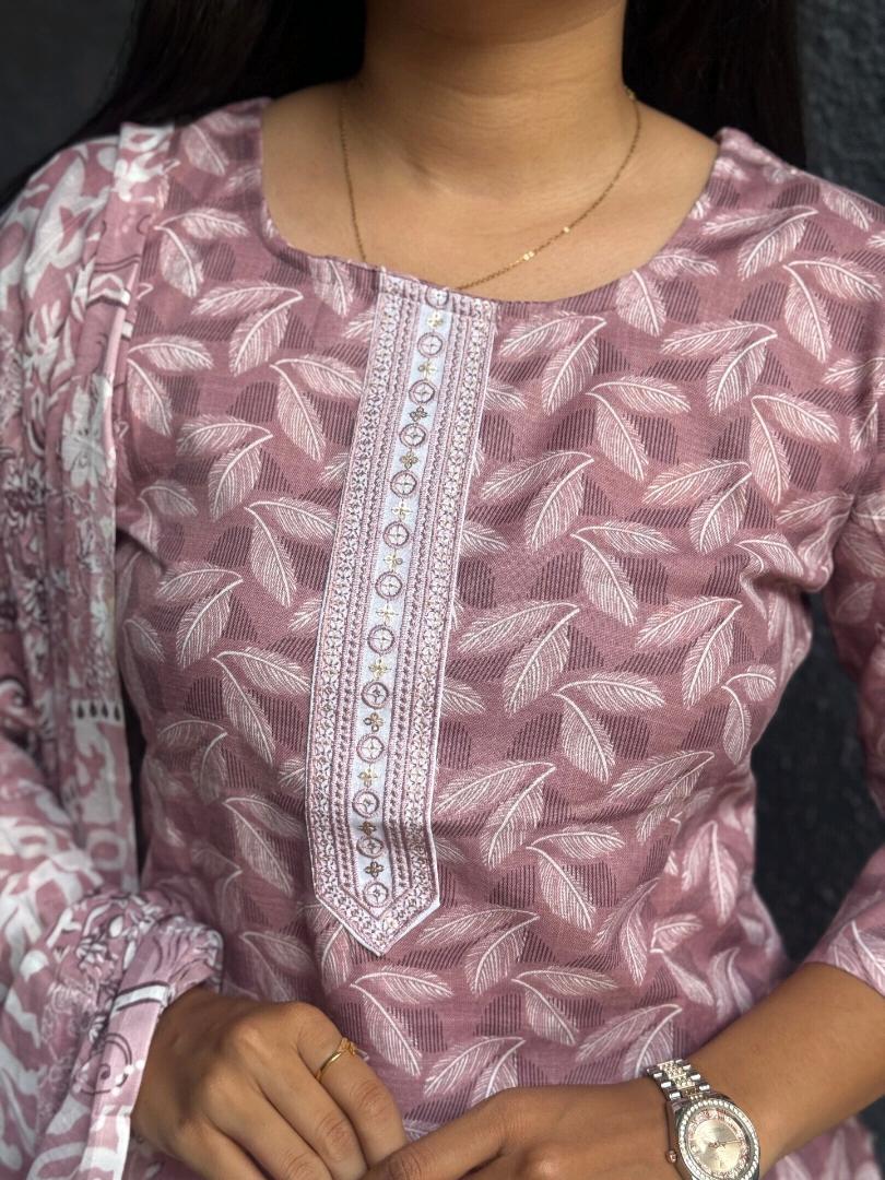 Dusty Rose Elegance Cotton Suit Set
