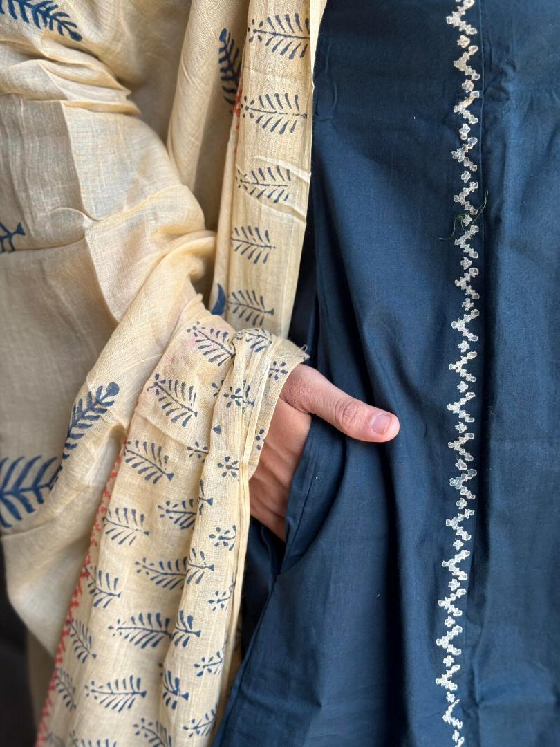 Midnight Dabu Deer Cotton Suit Set