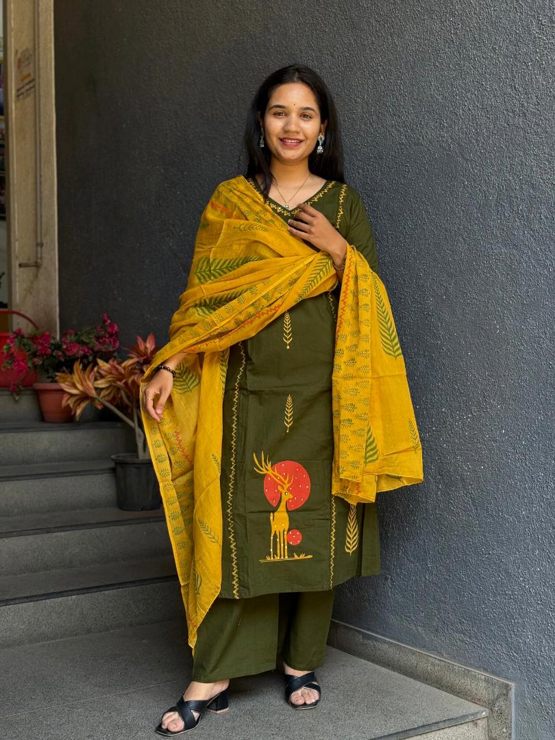 OLIVE SUN DABU COTTON SUIT SET