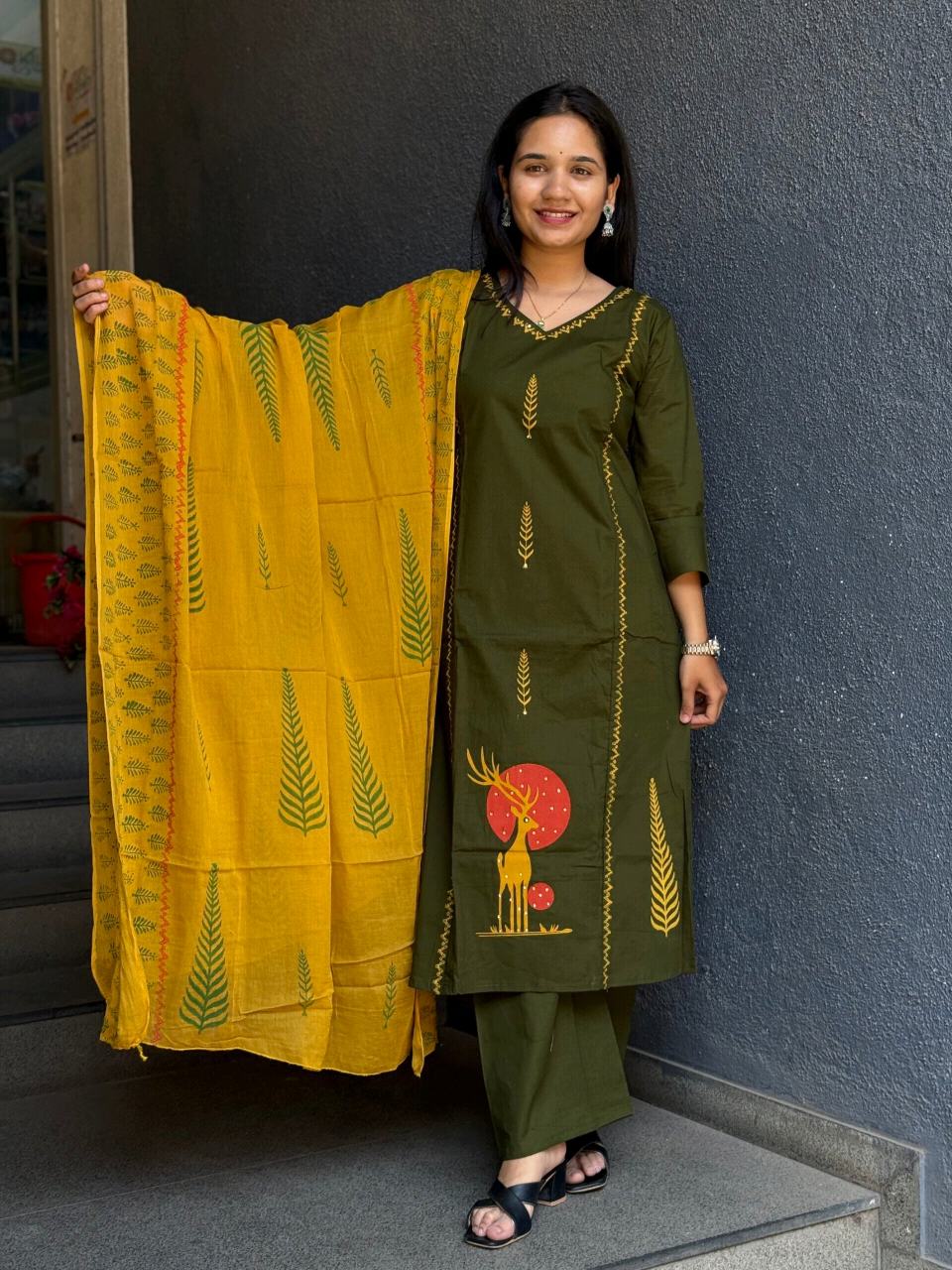OLIVE SUN DABU COTTON SUIT SET
