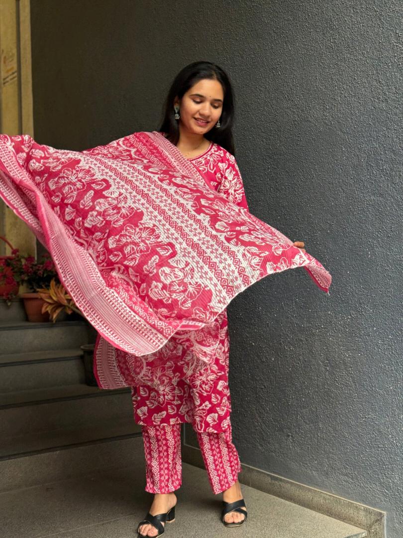 ROSE BLOSSOM COTTON SUIT SET