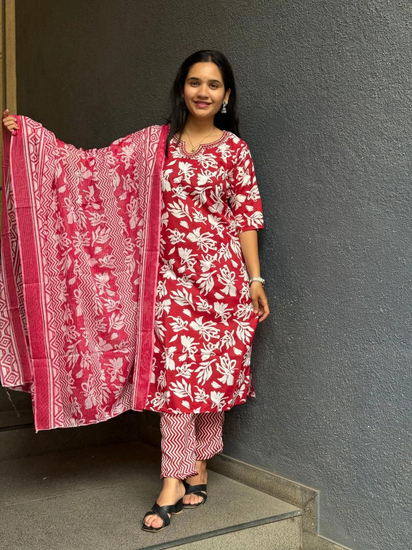 RUBY BLOOM COTTON SUIT SET