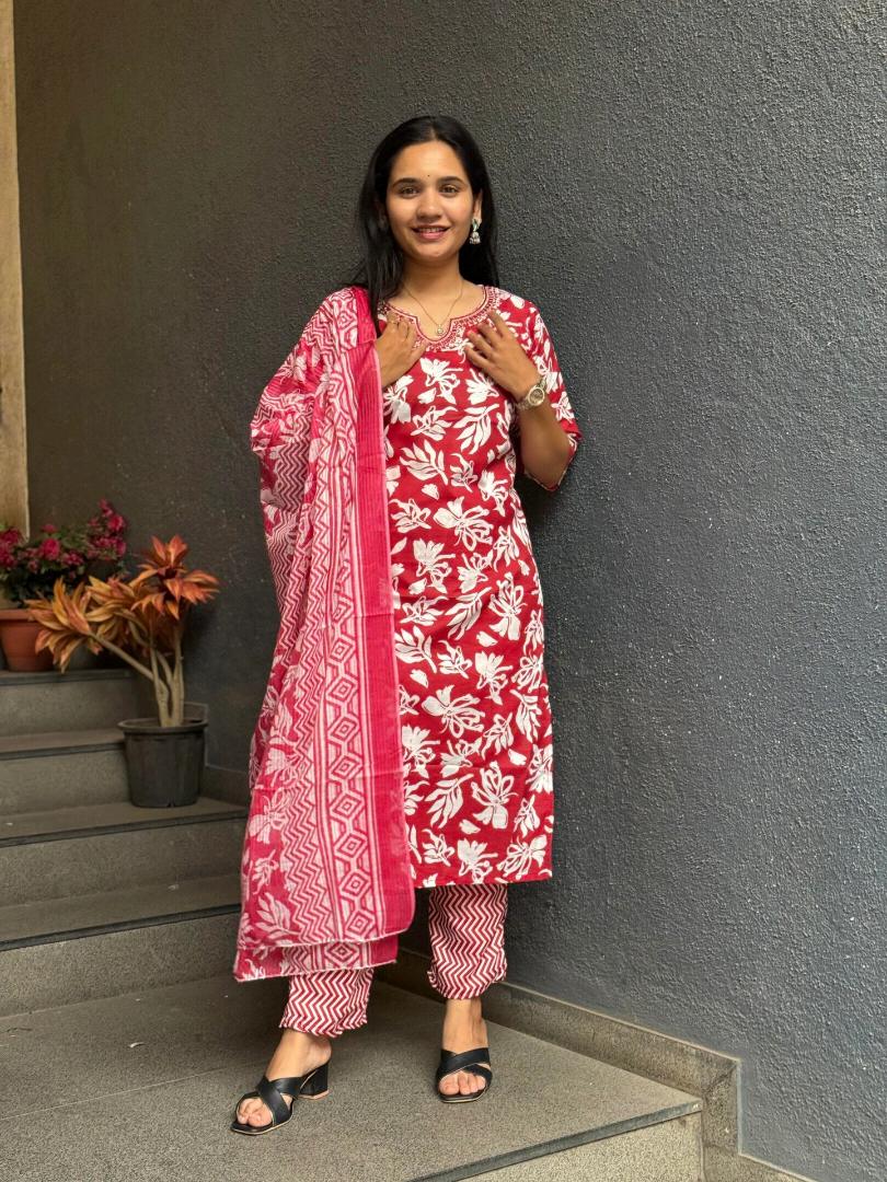 RUBY BLOOM COTTON SUIT SET