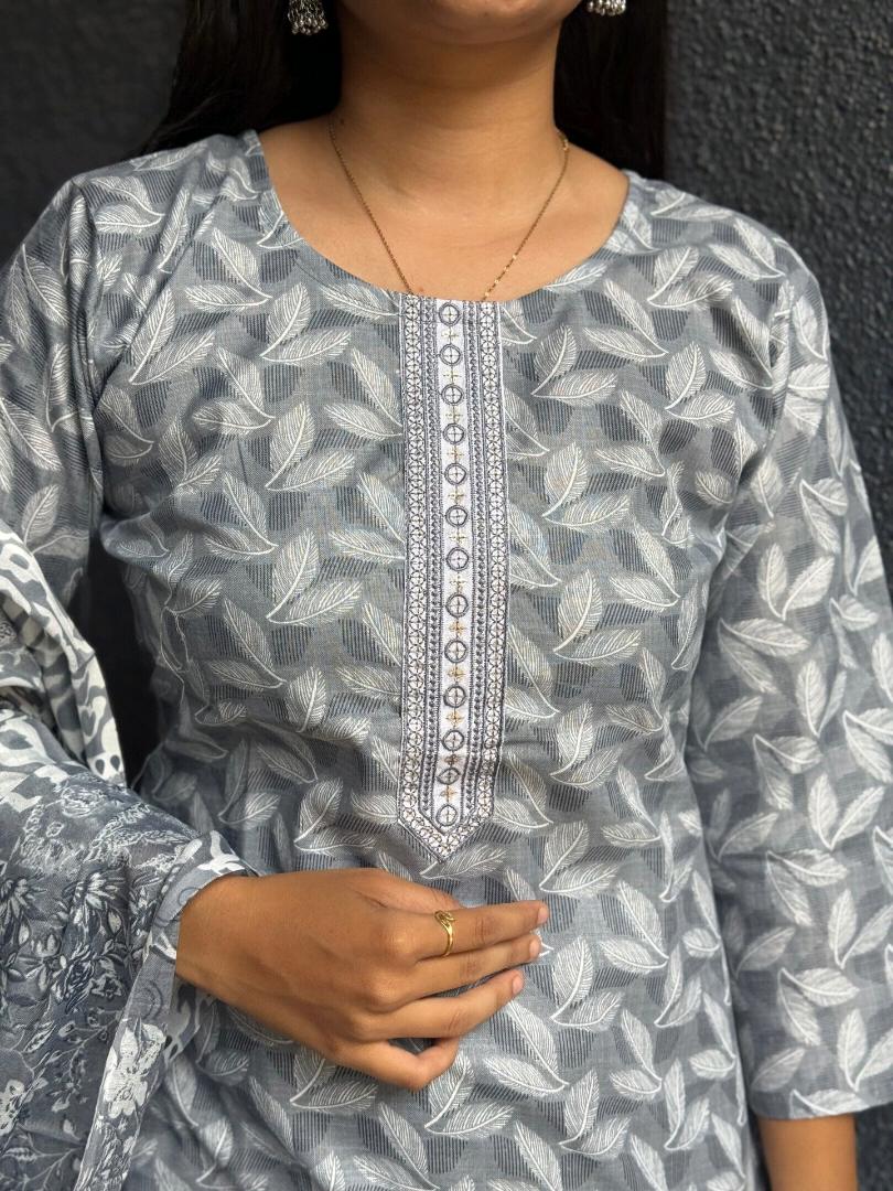 Silver Mist Cotton Suit Set