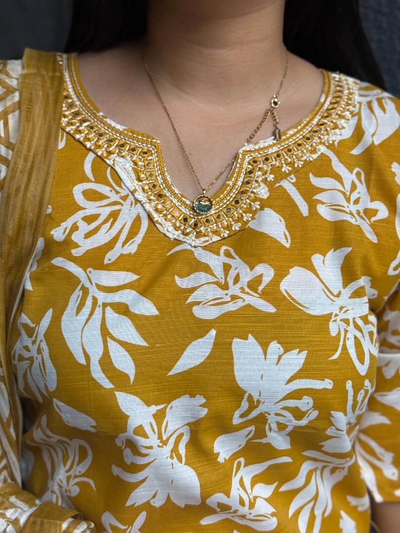 SUNLIT MUSTARD COTTON SUIT SET