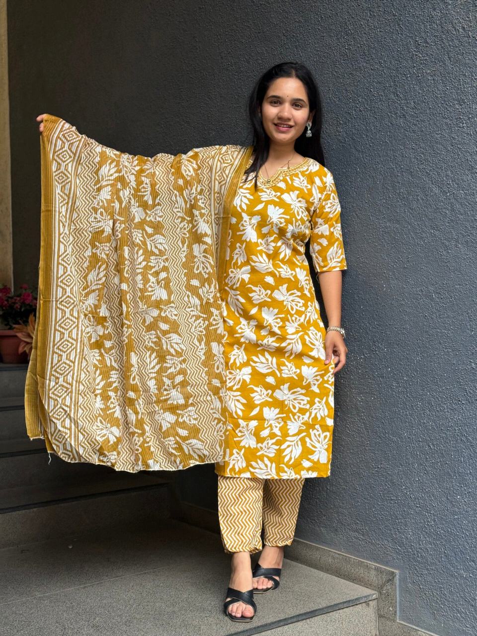 SUNLIT MUSTARD COTTON SUIT SET