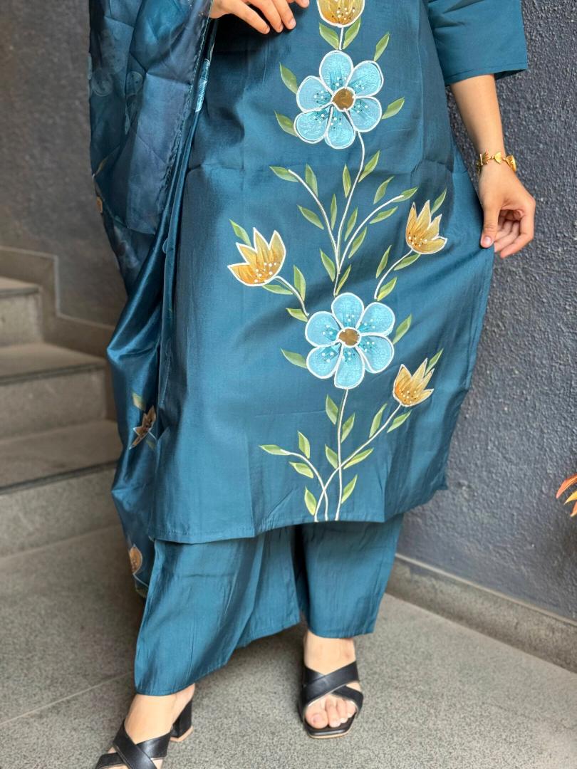 TEAL FLORAL LUXE SET