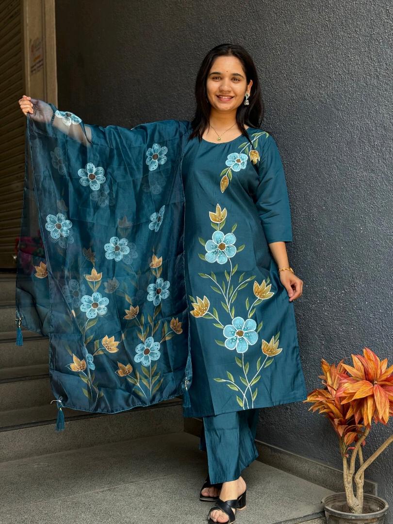 TEAL FLORAL LUXE SET