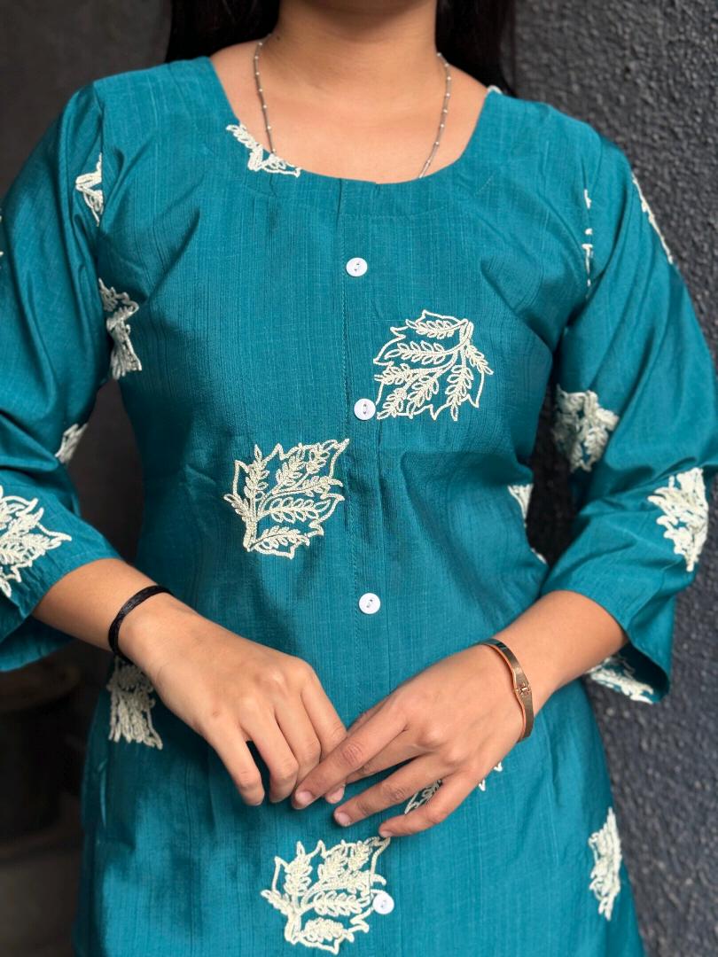 Teal Leaf Cord Set